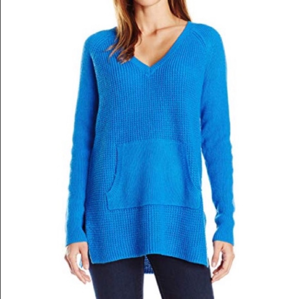 LOLE Jaden Wool blend tunic sweater kangaroo pocket cornflower blue Extra large